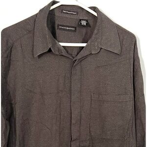 Jhane Barnes Shirt Mens XL Gray Woven Japan Pocket Geometric Pattern Dressy
